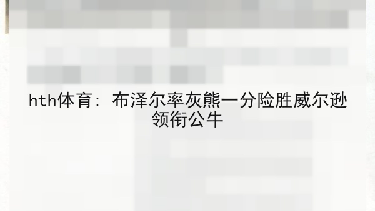 hth体育: 布泽尔率灰熊一分险胜威尔逊领衔公牛